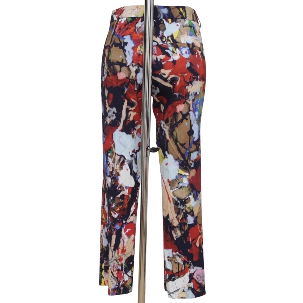 SPORTMAX Pant Pants Trouser Straight Leg Abstract Pattern Print Red Black Sz M - Picture 9 of 10